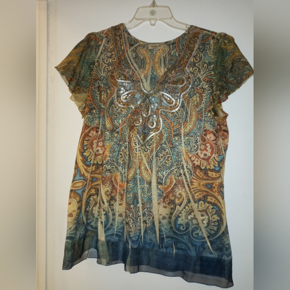 One World Yellow/Orange Blouse 2x